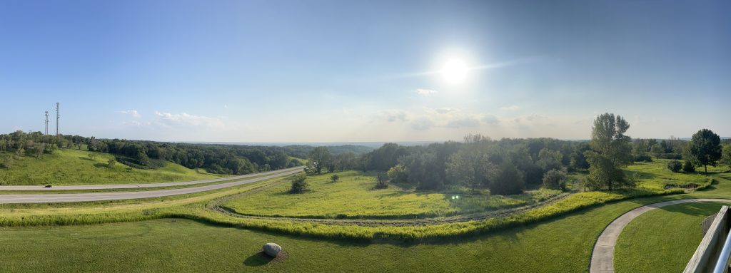 Iowa landscape as the sun sets.